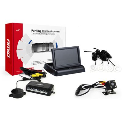 Amio Zestaw czujników parkowania TFT02 4,3' z kamerą HD-315-LED 4 sensory białe Amio Zestaw czujników parkowania TFT02 4,3' z kamerą HD-315-LED 4 sensory białe