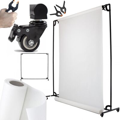 CineGEN ZESTAW FOTOGRAFICZNY RUCHOMY STELAŻ BIAŁE TŁO + AKCESORIA CineGEN ZESTAW FOTOGRAFICZNY RUCHOMY STELAŻ BIAŁE TŁO + AKCESORIA