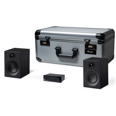 Zestaw podróżny Pro-Ject TRAVEL SET - Praktyczny system audio w opakowaniu podróżnym/prezentowym, czarny Zestaw podróżny Pro-Ject TRAVEL SET - Praktyczny system audio w opakowaniu podróżnym/prezentowym, czarny
