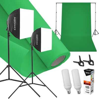CineGEN Zestaw Z Tłem Studiolights™ 2X 40X40Cm 85W Led CineGEN Zestaw Z Tłem Studiolights™ 2X 40X40Cm 85W Led