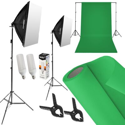 CineGEN Zestaw Z Tłem Studiolights™ 2X 50X70Cm 85W Led CineGEN Zestaw Z Tłem Studiolights™ 2X 50X70Cm 85W Led