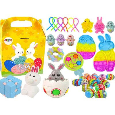 Lean Toys Zestaw Zabawek Wielkanocnych Fidget Toys + 16 Pisanek Lean Toys Zestaw Zabawek Wielkanocnych Fidget Toys + 16 Pisanek