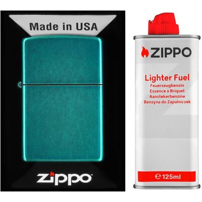 Zestaw ZIPPO Zapalniczka CANDY TEAL +BENZYNA 125ml Zestaw ZIPPO Zapalniczka CANDY TEAL +BENZYNA 125ml