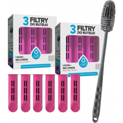 6x Filtr Do Butelki Dafi Soft Solid Różowy + Uniwersalna Szczoteczka 6x Filtr Do Butelki Dafi Soft Solid Różowy + Uniwersalna Szczoteczka