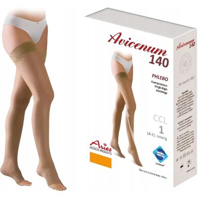 Aries Avicenum 140 Pończochy Uciskowe Ccl1 Cienkie Otwarte Beż S Long Aries Avicenum 140 Pończochy Uciskowe Ccl1 Cienkie Otwarte Beż S Long