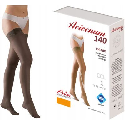 Aries Avicenum 140 Pończochy Uciskowe Żylaki Ccl1 Cienkie Antracyt L Normal Aries Avicenum 140 Pończochy Uciskowe Żylaki Ccl1 Cienkie Antracyt L Normal