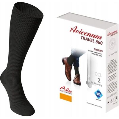 Aries Avicenum 360 Travel Podkolanówki Uciskowe Ccl2 Żylaki Czarne Xl Norma Aries Avicenum 360 Travel Podkolanówki Uciskowe Ccl2 Żylaki Czarne Xl Norma