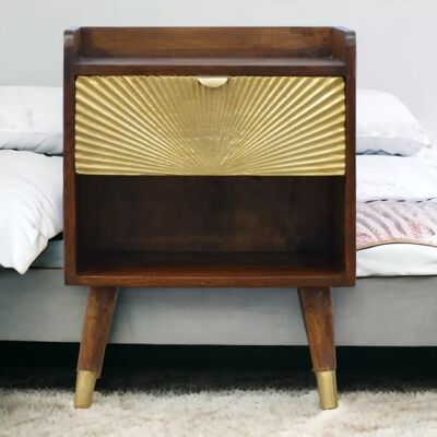 ABC Artisan Furniture Orzechowa Szafka Nocna Z 1 Szufladą, Akcent Manila Gold, Sypialnia ABC Artisan Furniture Orzechowa Szafka Nocna Z 1 Szufladą, Akcent Manila Gold, Sypialnia