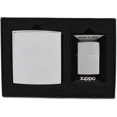 Ekskluzywny Zestaw Zippo: Zap. Brush Chrome + Papierośnica, Usa Ekskluzywny Zestaw Zippo: Zap. Brush Chrome + Papierośnica, Usa