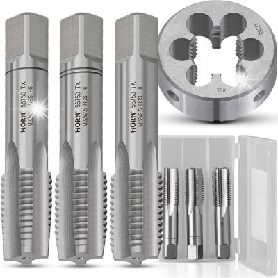 Horn Gwintowniki + Narzynka M22x2.5 Hss Zestaw 3+1 Komplet Gwintowników Horn Gwintowniki + Narzynka M22x2.5 Hss Zestaw 3+1 Komplet Gwintowników