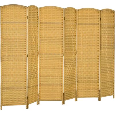 Homcom Parawan 6-Częściowy 180 X 180 Cm Przegroda Składana Z Naturalnego Homcom Parawan 6-Częściowy 180 X 180 Cm Przegroda Składana Z Naturalnego