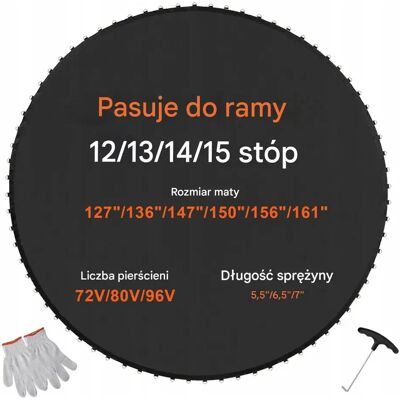 Vevor Mata Do Trampoliny Skakania Batut 426 Cm 72 Sprężyn Mocna Wytrzymała Vevor Mata Do Trampoliny Skakania Batut 426 Cm 72 Sprężyn Mocna Wytrzymała