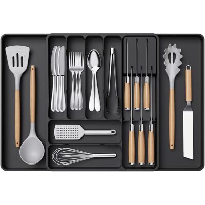 Lifewit Organizer do szuflady na sztućce rozszerzalny 33-60 cm 9 przegród czarny Lifewit Organizer do szuflady na sztućce rozszerzalny 33-60 cm 9 przegród czarny