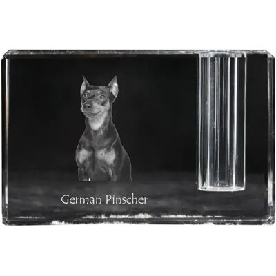Pinczer Średni, Pinczer Niemiecki - Stojak Na Długopis, Kryształowy Organizer Ze Zdjęciem Psa, Unikatowa Ozdoba Biurka Marki Art-Dog Pinczer Średni, Pinczer Niemiecki - Stojak Na Długopis, Kryształowy Organizer Ze Zdjęciem Psa, Unikatowa Ozdoba Biurka Marki Art-Dog