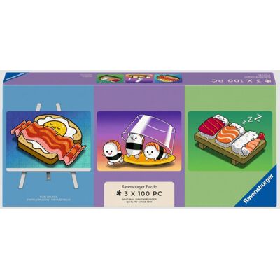 Puzzle Ravensburger 3 X 100 Kawaii Śniadanie Lunch Kolacja Puzzle Ravensburger 3 X 100 Kawaii Śniadanie Lunch Kolacja