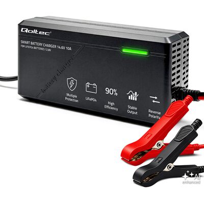 Qoltec Specjalistyczna ładowarka do akumulatora LiFePO4 12V 10A PF 0.9 LED Inteligentne ładowanie Qoltec Specjalistyczna ładowarka do akumulatora LiFePO4 12V 10A PF 0.9 LED Inteligentne ładowanie