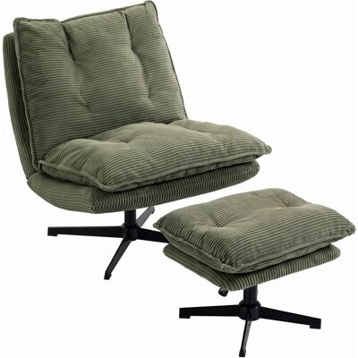 Homcom Relaxsessel Mit Höhenverstellbarem Hocker Drehbarer Loungesessel Mit Cord-Optik Homcom Relaxsessel Mit Höhenverstellbarem Hocker Drehbarer Loungesessel Mit Cord-Optik