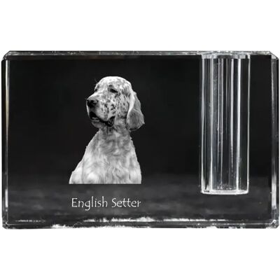 Seter Angielski, Laverack - Stojak Na Długopis, Kryształowy Organizer Ze Zdjęciem Psa, Unikatowa Ozdoba Biurka Marki Art-Dog Seter Angielski, Laverack - Stojak Na Długopis, Kryształowy Organizer Ze Zdjęciem Psa, Unikatowa Ozdoba Biurka Marki Art-Dog