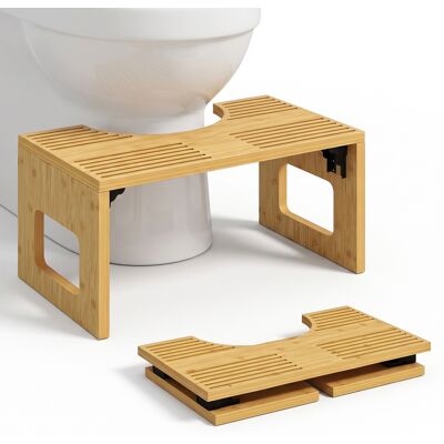 Składany Stołek Toaletowy Homcom Z Bambusa Do Łazienki, Dąb, 42,5x25x20cm Składany Stołek Toaletowy Homcom Z Bambusa Do Łazienki, Dąb, 42,5x25x20cm