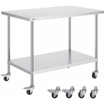 Vevor Stół Gastronomiczny Nierdzewny 76x122cm Na Kółkach Z Półką Mobilny Bar Vevor Stół Gastronomiczny Nierdzewny 76x122cm Na Kółkach Z Półką Mobilny Bar