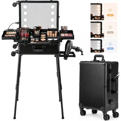 ENZO Walizka Kosmetyczna Do Makijażu Z Podświetlanym Lustrem Led I Zamkiem – Profesjonalny Kuferek Beauty 4-Poziomowy Dla Wizażystek I Stylistek ENZO Walizka Kosmetyczna Do Makijażu Z Podświetlanym Lustrem Led I Zamkiem – Profesjonalny Kuferek Beauty 4-Poziomowy Dla Wizażystek I Stylistek