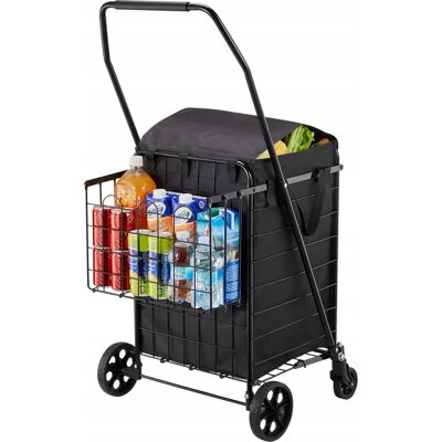 Wózek Sklepowy Vevor Składany Z Dwoma Koszami Wodoodporny Mocny 45kg Wózek Sklepowy Vevor Składany Z Dwoma Koszami Wodoodporny Mocny 45kg