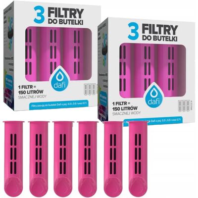 Zestaw 6 Różowych Wkładów Filtrujących Wodę Do Butelki Dafi Solid Soft Zestaw 6 Różowych Wkładów Filtrujących Wodę Do Butelki Dafi Solid Soft