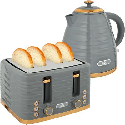 Zestaw Śniadaniowy Homcom Kettle Toaster Z Czajnikiem 1,7 L, Tosterem Na 4 Kromki, Mocą 2200 W, 7 Poziomami Opiekania, Funkcją Rozmrażania, Podgrzew.. Zestaw Śniadaniowy Homcom Kettle Toaster Z Czajnikiem 1,7 L, Tosterem Na 4 Kromki, Mocą 2200 W, 7 Poziomami Opiekania, Funkcją Rozmrażania, Podgrzew..