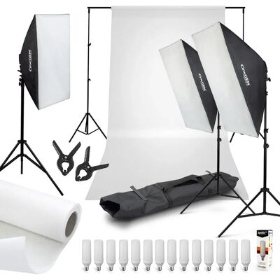 CineGEN Zestaw Z Tłem Studiopro™ 3 Lampy Softbox 2x 60x90cm + 1x 50x70cm 14x125 Led CineGEN Zestaw Z Tłem Studiopro™ 3 Lampy Softbox 2x 60x90cm + 1x 50x70cm 14x125 Led