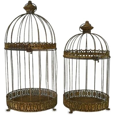ART 2 x Klatka Dekoracyjna Postarzana Efekt Rdzy Metalowa Komplet Retro Loft ART 2 x Klatka Dekoracyjna Postarzana Efekt Rdzy Metalowa Komplet Retro Loft