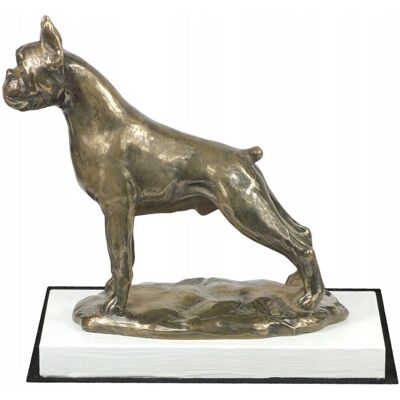 ART Bokser, Boxer I - statuetka psa, figurka na białej podstawie, trofeum na wy ART Bokser, Boxer I - statuetka psa, figurka na białej podstawie, trofeum na wy