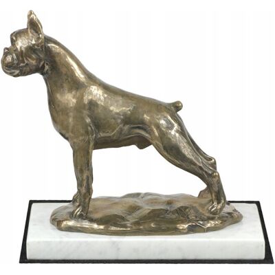 ART Bokser, Boxer I - statuetka psa, figurka na białym marmurze, trofeum na wys ART Bokser, Boxer I - statuetka psa, figurka na białym marmurze, trofeum na wys