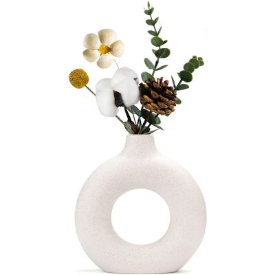 Inny producent Ceramiczny Wazon na Kwiaty Donut Okrągły Dekoracyjny Biały 18 x 19 cm Inny producent Ceramiczny Wazon na Kwiaty Donut Okrągły Dekoracyjny Biały 18 x 19 cm