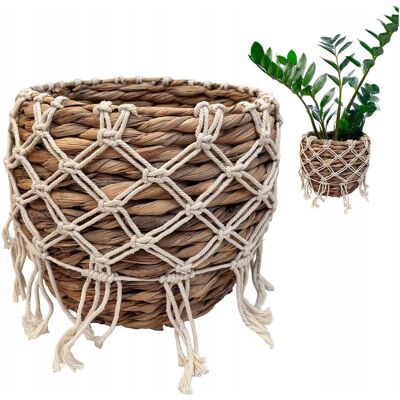 Skandi.pl DONICZKA BOHO 28cm naturalna z makramą osłonka donica do salonu palmy Skandi.pl DONICZKA BOHO 28cm naturalna z makramą osłonka donica do salonu palmy