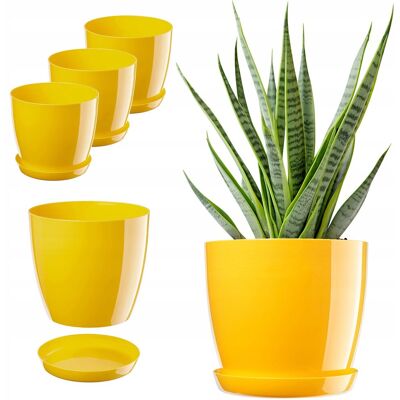 KADAX DONICZKA DONICA OSŁONKA 23cm KWIETNIK Z PODSTAWKĄ ŻÓŁTA PLASTIKOWA 3szt KADAX DONICZKA DONICA OSŁONKA 23cm KWIETNIK Z PODSTAWKĄ ŻÓŁTA PLASTIKOWA 3szt