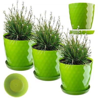 KADAX DONICZKA DONICA OSŁONKA 25cm KWIETNIK Z PODSTAWKĄ ZIELONA PLASTIKOWA 3szt KADAX DONICZKA DONICA OSŁONKA 25cm KWIETNIK Z PODSTAWKĄ ZIELONA PLASTIKOWA 3szt