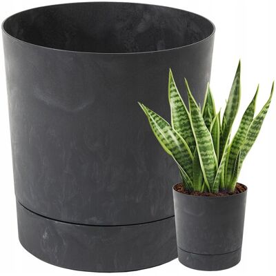 Inny producent DONICZKA DONICA OSŁONKA KWIETNIK DONICA PODSTAWKĄ czarny beton 38x40cm Inny producent DONICZKA DONICA OSŁONKA KWIETNIK DONICA PODSTAWKĄ czarny beton 38x40cm