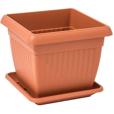 Botle Doniczka Kwadratowa Duża 45Cm + Podstawka Tradycyjna Terakota Tworzywo Botle Doniczka Kwadratowa Duża 45Cm + Podstawka Tradycyjna Terakota Tworzywo