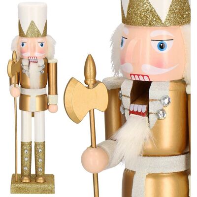 Springos Dziadek do orzechów 38 cm z toporem, ozdoba świąteczna, figurka drewniany żołnierzyk złoty Springos Dziadek do orzechów 38 cm z toporem, ozdoba świąteczna, figurka drewniany żołnierzyk złoty