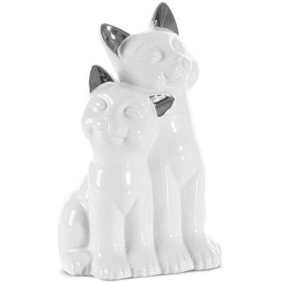 Figurka dekoracyjna Cat 1 14x12x22 Koty biała srebrna Eurofirany Figurka dekoracyjna Cat 1 14x12x22 Koty biała srebrna Eurofirany