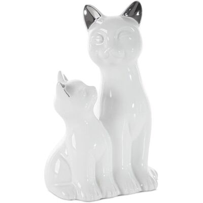 Figurka dekoracyjna Cat 1 15x11x22 Koty biała srebrna Eurofirany Figurka dekoracyjna Cat 1 15x11x22 Koty biała srebrna Eurofirany