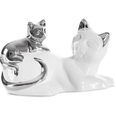 Figurka dekoracyjna Cat 1 20x11x12 Koty biała srebrna Eurofirany Figurka dekoracyjna Cat 1 20x11x12 Koty biała srebrna Eurofirany