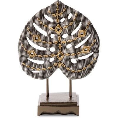 Eurofirany Figurka Dekoracyjna Kali Liść Monstery 19X7X27 Srebrna + Złota Eurofirany Figurka Dekoracyjna Kali Liść Monstery 19X7X27 Srebrna + Złota