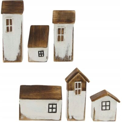 100 Figurka domki, albizia drewno - zestaw 6 szt. 100 Figurka domki, albizia drewno - zestaw 6 szt.