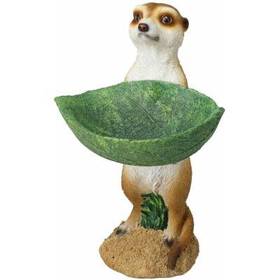 HowHomely Figurka ogrodowa surykatka z liściem 30 cm – karmnik dla ptaków, dekoracja na taras, balkon i do ogrodu HowHomely Figurka ogrodowa surykatka z liściem 30 cm – karmnik dla ptaków, dekoracja na taras, balkon i do ogrodu
