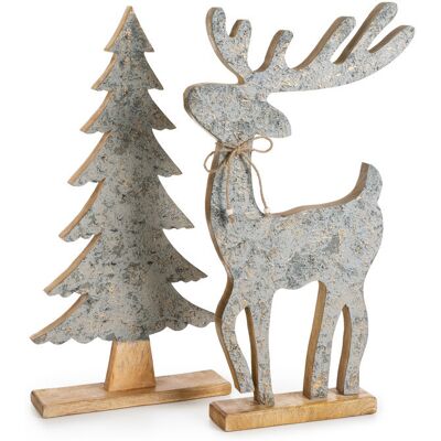 Eurofirany Figurka świąteczna srebrna 32 x 8 x 62 cm - piękna dekoracja Eurofirany Figurka świąteczna srebrna 32 x 8 x 62 cm - piękna dekoracja