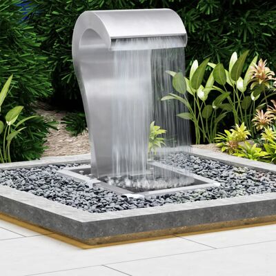 VMP Fontanna, wodospad do ogrodu, srebrna, 52,4x34,2x82 cm, stal VMP Fontanna, wodospad do ogrodu, srebrna, 52,4x34,2x82 cm, stal