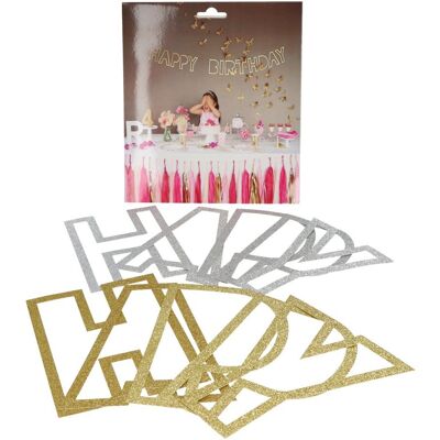 Inny producent Girlanda Happy Birthday Złota I Srebrna Brokatowa 12szt Inny producent Girlanda Happy Birthday Złota I Srebrna Brokatowa 12szt