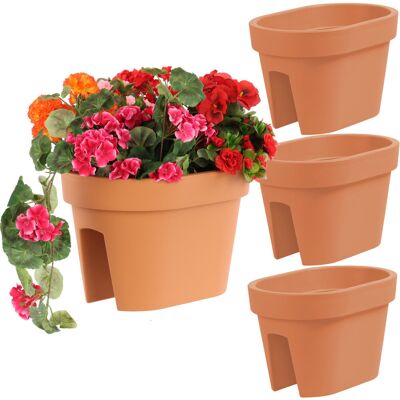 Botle Komplet 3 sztuk skrzynek doniczka poręcz balustrada 39,5 cm x 27 cm Terakota Botle Komplet 3 sztuk skrzynek doniczka poręcz balustrada 39,5 cm x 27 cm Terakota