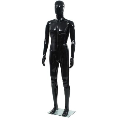 VMP Manekin Męski Czarny Błyszczący 185 Cm Szklana Podstawa Realistyczne Proporcje Obracana Głowa VMP Manekin Męski Czarny Błyszczący 185 Cm Szklana Podstawa Realistyczne Proporcje Obracana Głowa